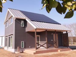 高原町　2階建て注文住宅　認定ゼロエネルギー住宅　自然素材のロッジ風住宅　外観